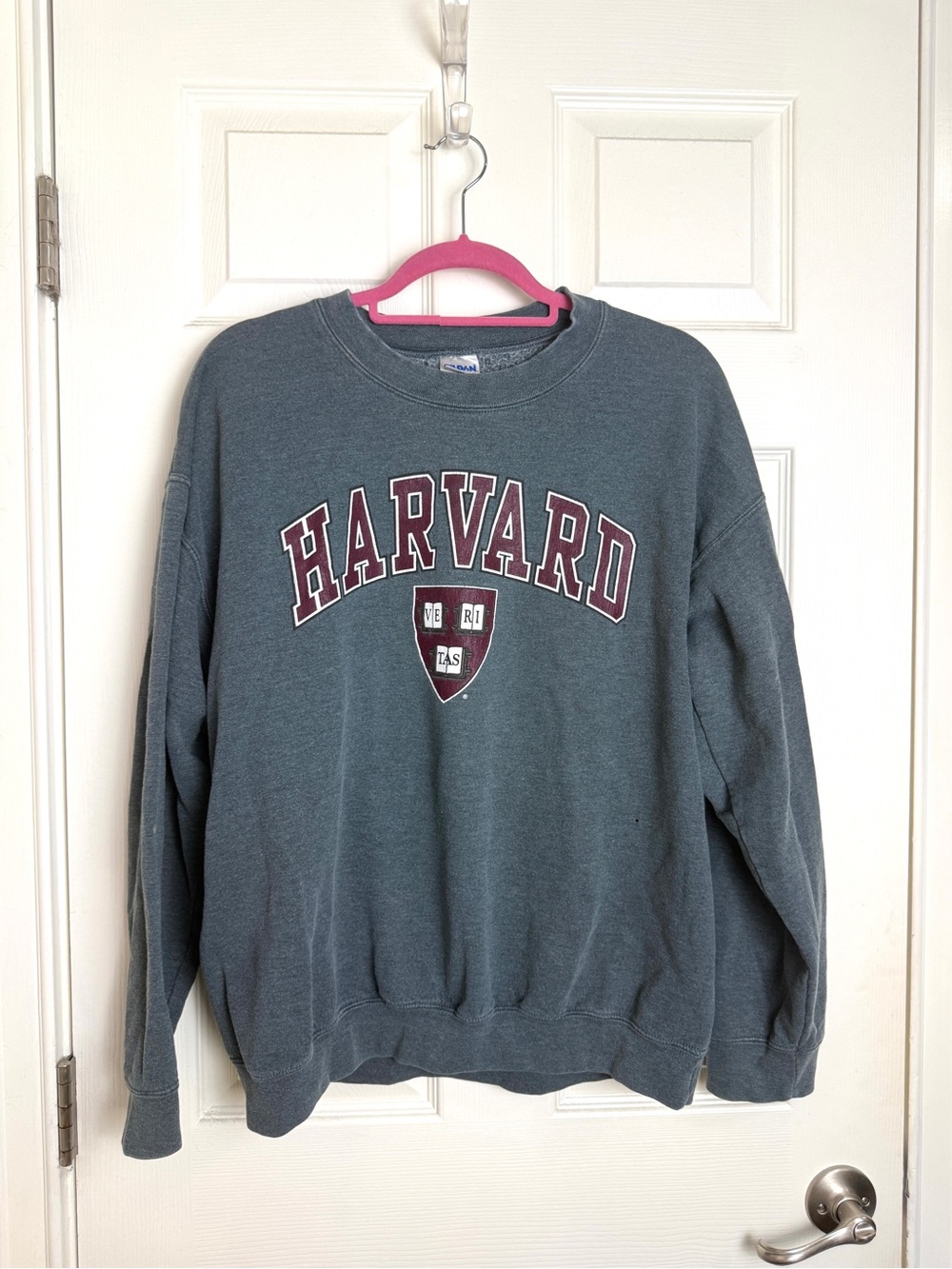 Vintage Harvard Crewneck Sweatshirt - Grey- Unisex- Large- Soft Slouchy Fit